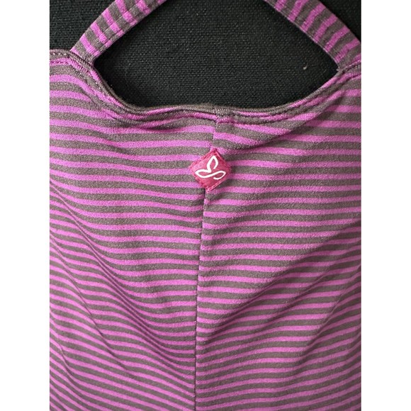 PrAna Medium Tank Dress Athletic Stretch Dress Purple & Gray Striped A-line - Picture 5 of 7